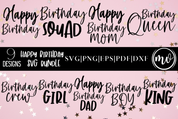 Happy Birthday SVG Bundle - 9 for Crafts and Graphics