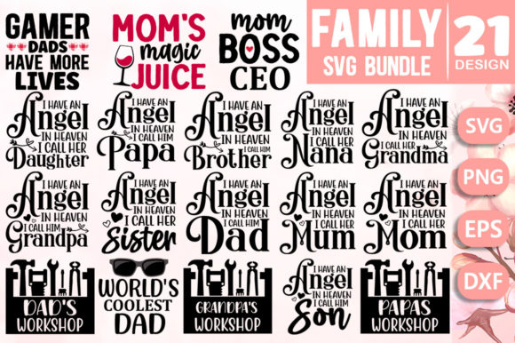 Mom,Dad,Familly SVG Bundle Vol 15 for Crafts and Graphics