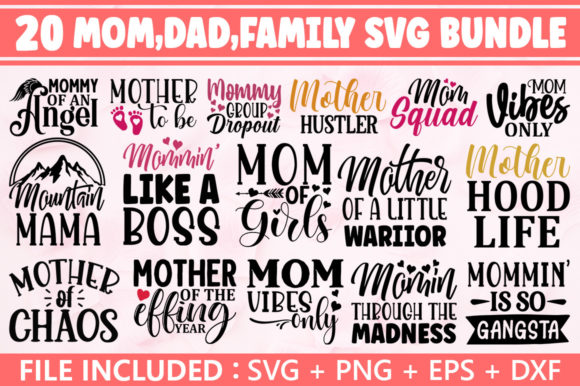 Mom,Dad,Familly SVG Bundle Vol 9 for Crafts and Graphics