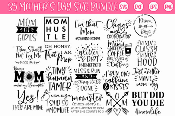 Mother's Day Momlife Mom Graphics Bundle for Crafts