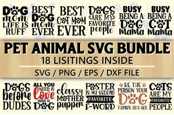 Pet Animal SVG Bundle for Graphics and Crafts